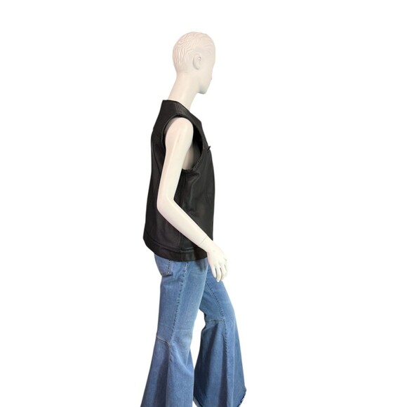 Espinoza's Black Leather Women's Custom Club Vest Zipper Chest Pockets $450  XL - Picture 6 of 11